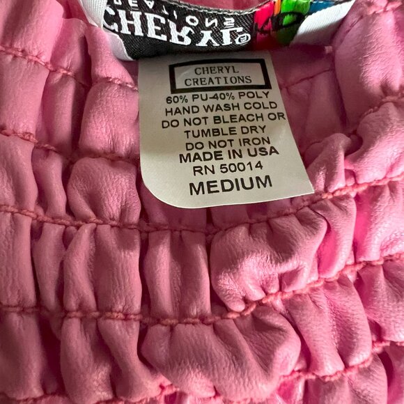 Cheryl Creations Isabella Pink Faux Leather Short Sleeve Dress Size 10 - 12 - Picture 6 of 7